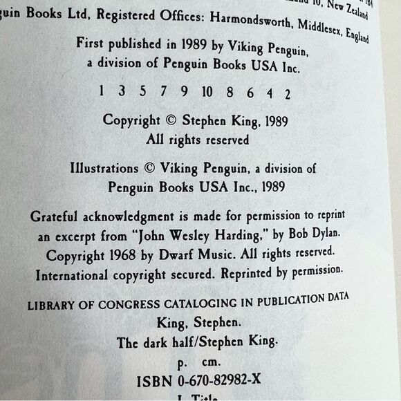 Vintage 1989 Stephen King The Dark Half - Picture 4 of 4